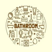 bathroom minimal thin line icons set vector