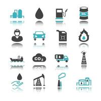 iconos de petróleo con reflejo vector