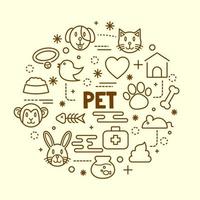 pet minimal thin line icons set vector