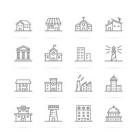 iconos de línea de vector de construcción y bienes raíces