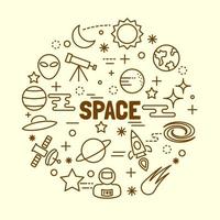 space minimal thin line icons set vector