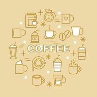 coffee minimal outline icons vector