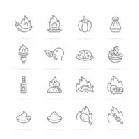 spicy food vector line icons