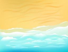 Sunny beach with ocean waves. Vector illustration