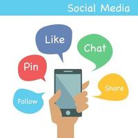 smartphone with social media vector