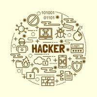 hacker mínimo conjunto de iconos de línea fina vector