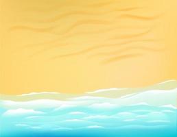 Background with beautiful blue waves and bright sand. Top view vector illustrztion
