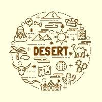 desert minimal thin line icons set vector