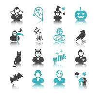 halloween icons with reflection vector