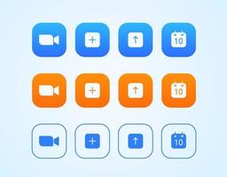 Conjunto de vectores de botones de interfaz de aplicación de videoconferencia moderna