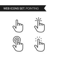 Hand pointing. Thin line icons vector set