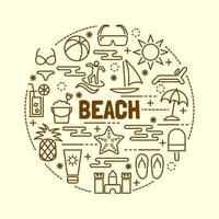 beach minimal thin line icons set vector