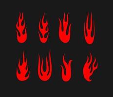 Red flames vector set on black background