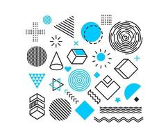 Different geometric shapes vector set isolated on white