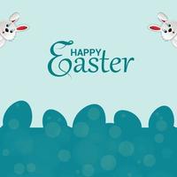 Happy easter day greeting card and easter bunny vector