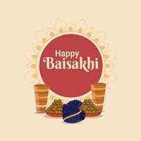 Sikh festival happy vaisakhi celebration card with creative illustration vector