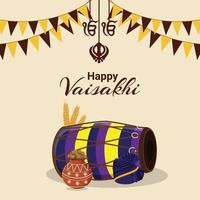 Sikh festival happy vaisakhi celebration card with creative illustration vector