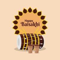 Flat design concept of happy vaisakhi invitation card vector