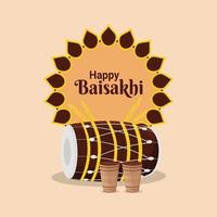 concepto de diseño plano de tarjeta de invitación feliz vaisakhi vector