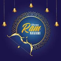 Ilustración de vector de ram navami feliz con arco y flecha dorados