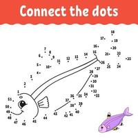 Dot to dot game. Draw a line. For kids. Activity worksheet. Coloring book. With answer. Cartoon character. Vector illustration.