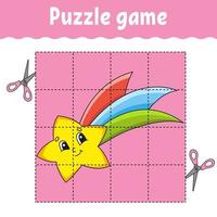 Puzzle game for kids. Education developing worksheet. Learning game for children. Color activity page. For toddler. Riddle for preschool. Isolated vector illustration in cartoon style.
