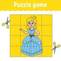 Puzzle game for kids. Education developing worksheet. Learning game for children. Color activity page. For toddler. Riddle for preschool. Isolated vector illustration in cartoon style.