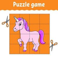 Puzzle game for kids. Education developing worksheet. Learning game for children. Color activity page. For toddler. Riddle for preschool. Isolated vector illustration in cartoon style.