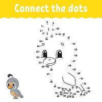 Dot to dot game. Draw a line. For kids. Activity worksheet. Coloring book. With answer. Cartoon character. Vector illustration.