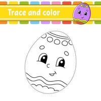 Trace and color. Coloring page for kids. Handwriting practice. Education developing worksheet. Activity page. Game for toddlers. Isolated vector illustration. Cartoon style. Easter theme.