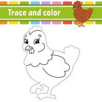 Trace and color. Coloring page for kids. Handwriting practice. Education developing worksheet. Activity page. Game for toddlers. Isolated vector illustration. Cartoon style. Easter theme.