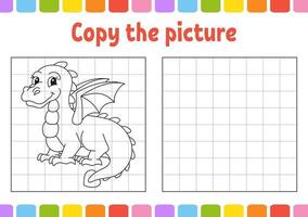 Copy the picture. Coloring book pages for kids. Education developing worksheet. Game for children. Handwriting practice. Funny character. Cute cartoon vector illustration.