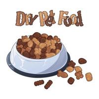 Vector bowls with dry food for dogs and cats.