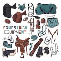 Vector illustrations on the equestrian equipment theme.