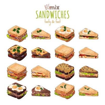 Fast food, sandwich set