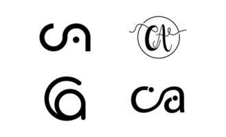 Ilustración de vector de plantilla de logotipo inicial ac, ca, a, c