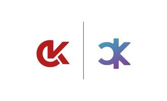 Initial CK, KC logo design template vector