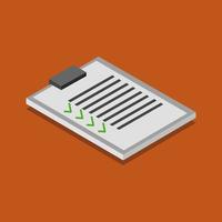 lista de verificación isométrica en el fondo vector