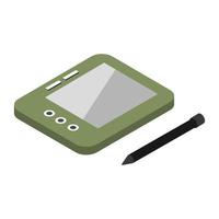 Isometric Graphics Tablet On White Background vector