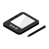 Isometric Graphics Tablet On White Background vector