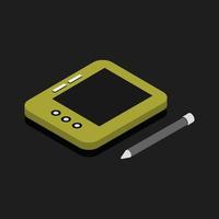 Isometric Graphics Tablet On Black Background vector