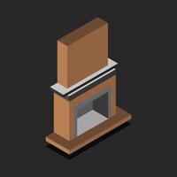 Isometric Fireplace On Black Background vector