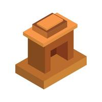 Isometric Fireplace On White Background vector