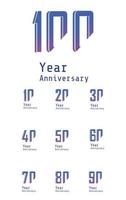 Anniversary Celebration Set Blue Color Vector Template Design Illustration