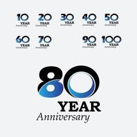 Anniversary Celebration Set Blue Color Vector Template Design Illustration