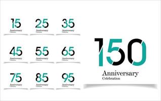 Anniversary Celebration Set Blue Color Vector Template Design Illustration