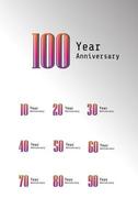 Set Year Anniversary Celebration Rainbow Color Vector Template Design Illustration