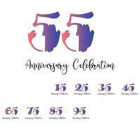 Set Year Anniversary Celebration Rainbow Color Vector Template Design Illustration