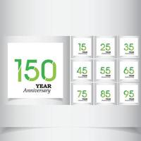Set Year Anniversary Green Color Vector Template Design Illustration