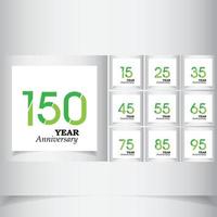 Set Year Anniversary Green Color Vector Template Design Illustration